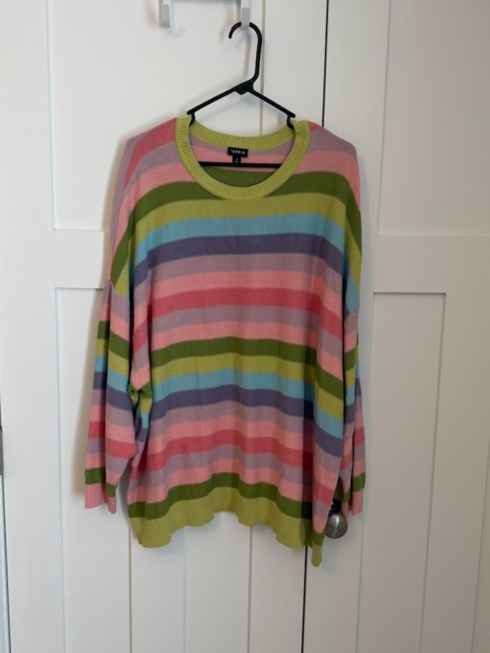 Torrid Size 4 Rainbow Stripe Sweater Plus Size Oversized Cotton Blend